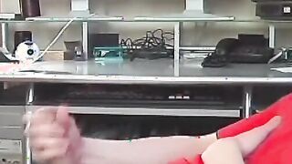 Stroking Fat Dick Looking At Porn