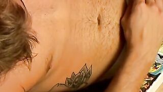 Muscular stud stroking his dick solo style in some undies