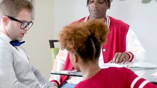 Ebony tutor sucks her students dick as a reward