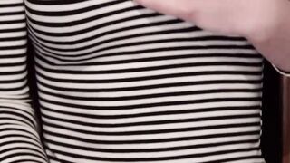 Bound blonde in wool stockings fucked with dick on a stick