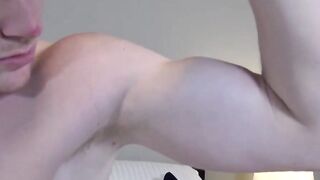 Smooth muscle head Spencer yanks his stone hard dick while groaning