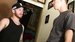 Twink performs oral sex on his partner until he cums a lot