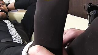 Ebony stud Trent King tied up for deviant feet licking