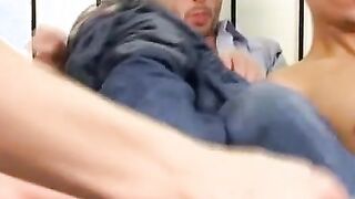 Two skinny twinks have a raw fuck session with a horny stepdaddy