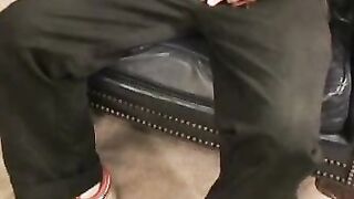 Mature guy shows off his hairy body and tugs on his big cock