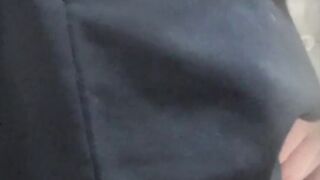 Japanese schoolgirl rubs her pussy making it wet and sticky