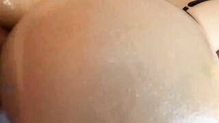 Oiled big booty babe anal fucked POV by the huge cock