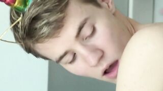 Silky smooth twink gets his ass worked with bare cock