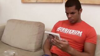 Latino teen drills his ass with dildo during masturbation
