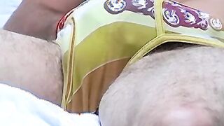 Skinny twink Mark Woods teases big cock under his undies