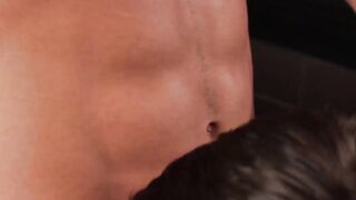 Masked muscular dude skillfully sucked off by gay stranger