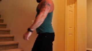 Riley Mitchel a tattooed hunk makes a loud moaning noise while getting naked fucked