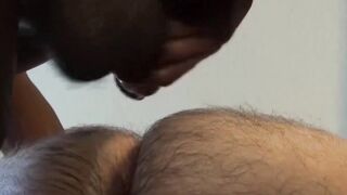 Wild bear Logan Black banging in wild interracial threesome