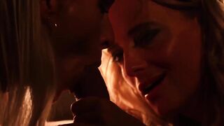 Horny blondes share hard cock in erotic pussy threesome