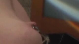 Redhead dominatrix tormenting and strapon fucking bound sub
