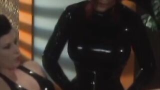 Redhead dominatrix tormenting and strapon fucking bound sub