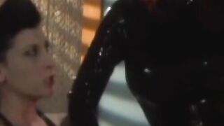 Redhead dominatrix tormenting and strapon fucking bound sub