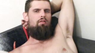 Two straight tattooed thugs stroke their cock and cum blast