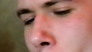 Hot dude stroking his huge dick and enjoys smoking butts