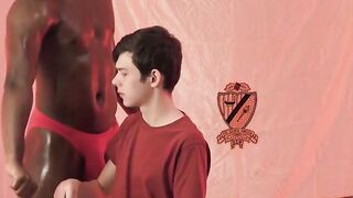 A young man is pushed by a large black dick in an instance of interracial maledom