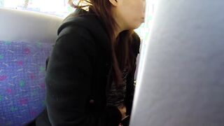 Japanese secretly pisses while riding in public transport