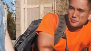 Strong stud twisted around ass licking and crude dick inclusion