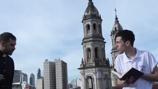 Older gay priest bareback fucks young skinny ass until cum