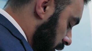 Elegant men bang each others asses after hard day at work