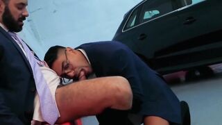 Elegant men bang each others asses after hard day at work