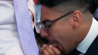 Elegant men bang each others asses after hard day at work