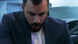Elegant men bang each others asses after hard day at work