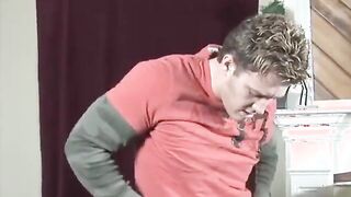 Attractive gay Charlie wanks his enormous cum firearm