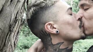 Cute straight Latino sucks his first dick and gets DP action
