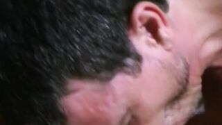 Mature daddy treats Asian twink with cock and cum