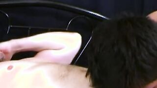 Dominant daddy ropes young Asian down for anal and facial