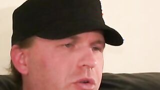 Pierced amateur tries anal play while stroking his big cock