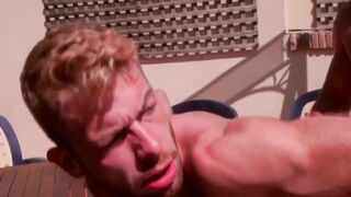 Business partners get naked and dirty by the pool