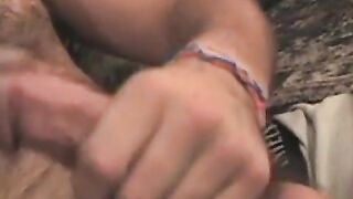 Amateur twink with shaggy hair plays with his dick solo