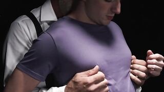 Thin gay twink jolted and screwed hard on his tight opening