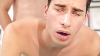 Inked stepdad has dick sucking 69 preceding beating twink crude