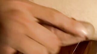 Skinny twink straightie jerks off his hairy cock and cums