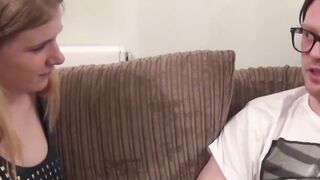 Innocent UK babe Mona Summers POV blowing nerds big cock