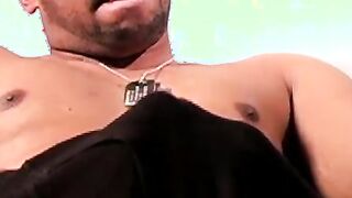 Attractive amateur dude caresses cock until cumming