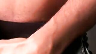 Attractive amateur dude caresses cock until cumming