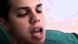 Short haired teenie takes on two young dicks at the same time