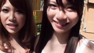 Japanese naughty babe creampied in hardcore threesome
