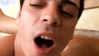 Kinky Latino jock deepthroats rock hard cock after hard sex