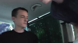 Three twinkies doing hardcore anal fucking in a small car