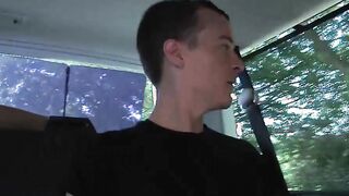 Three twinkies doing hardcore anal fucking in a small car