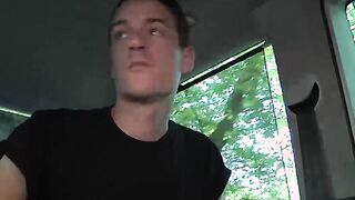Three twinkies doing hardcore anal fucking in a small car
